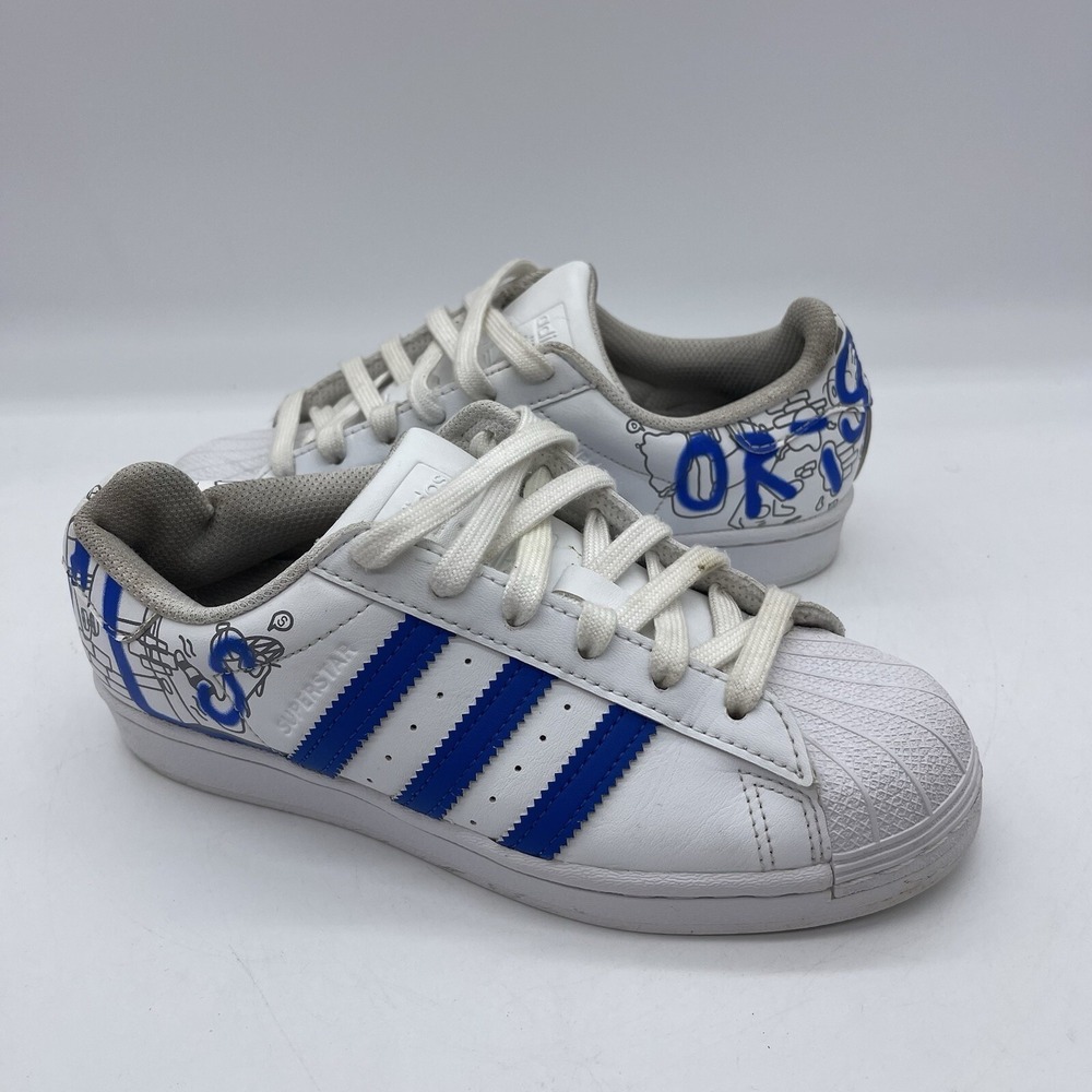 Adidas Originals Superstar Youth Size 3.5‎ Sneakers GW5784 Blue White Shoes